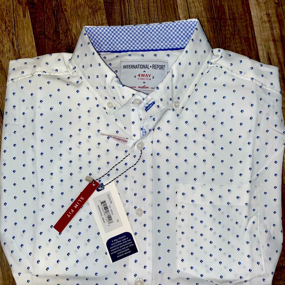 International report sail boat button up shirt